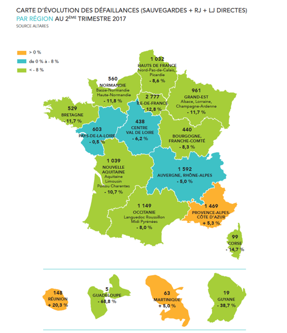 Sur l'ensemble du territoire français, la majorité des régions est dans le vert.